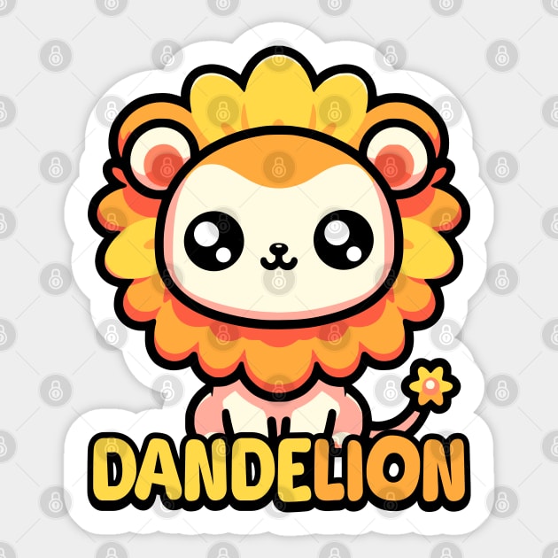 Dandelion! Cute Flower Lion Pun Sticker by Cute And Punny